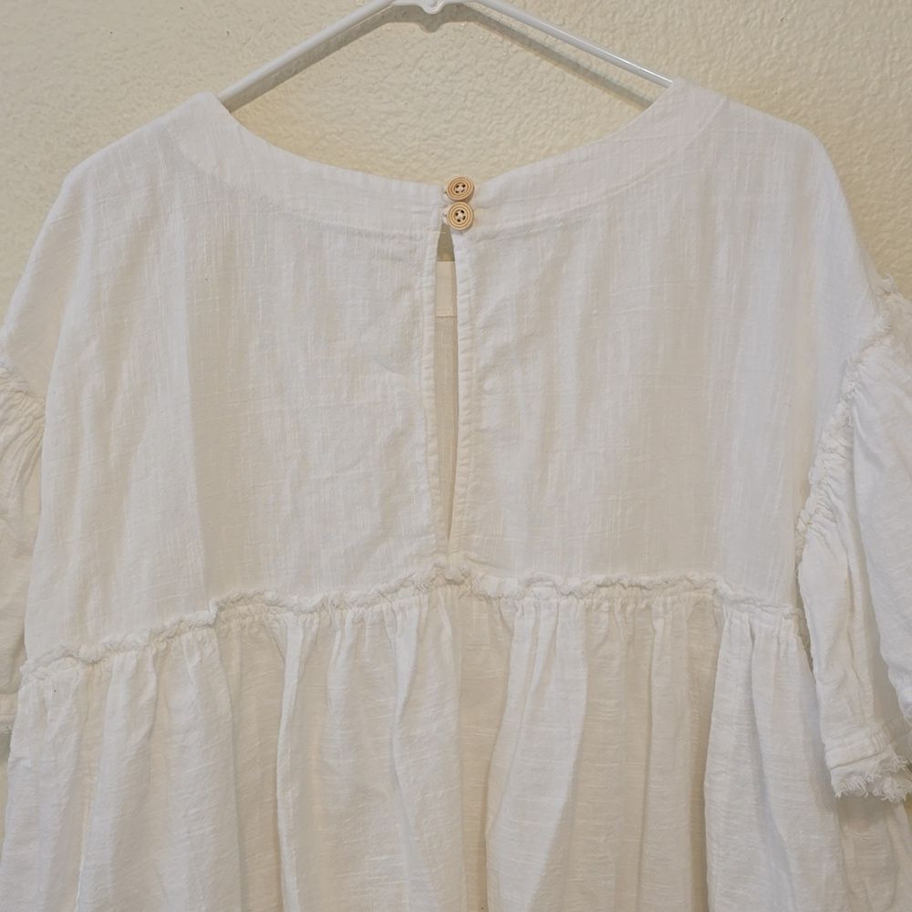 Free People White Cotton Peasant Babydoll Top - Picture 5 of 9